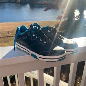 Crocs Men's Black and Blue Preston II golf shoes NWT 11.5